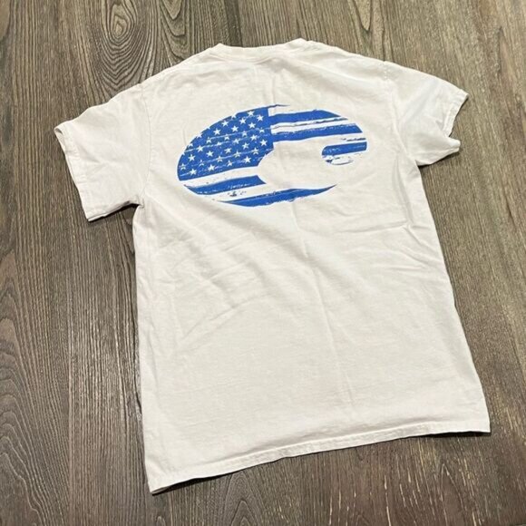 Costa Short Sleeve T-Shirt Logo Print Crew Neck Cotton Pullover White Small - Picture 4 of 5